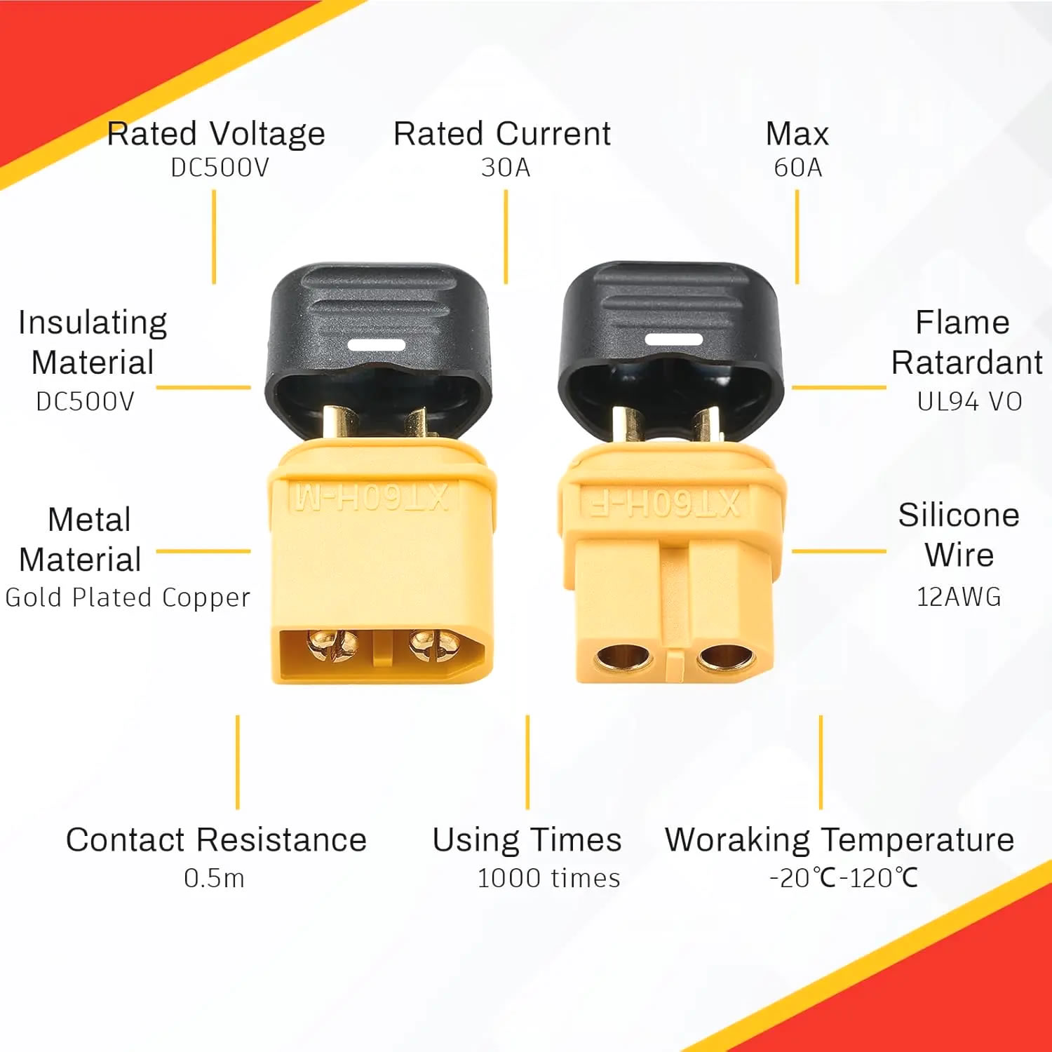 XT60 Connector Plug with Sheat - Drone Battery Adapter 评论和价格